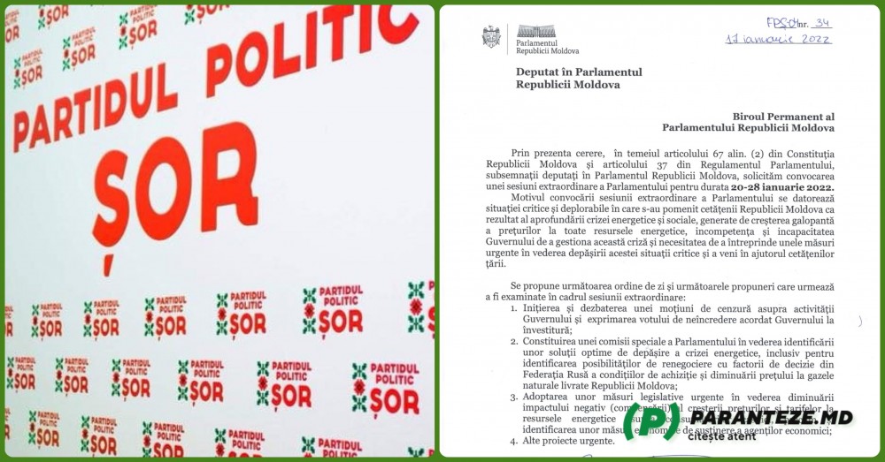 DOC // Partidul „ȘOR” cere instituirea unei comisii parlamentare care să găsească soluții pentru criza energetică